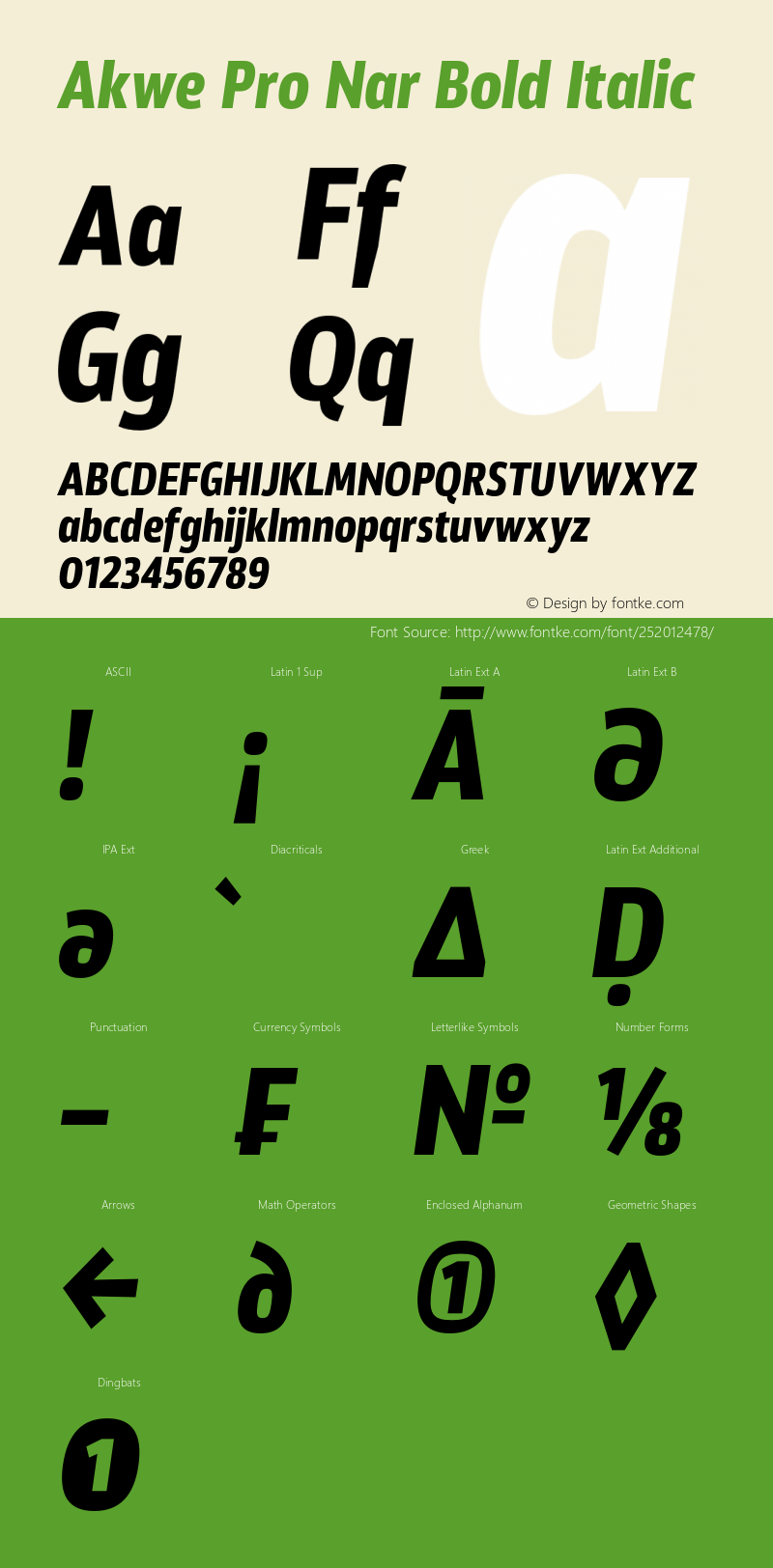 Akwe Pro Nar Bold Italic Version 1.000;PS 001.000;hotconv 1.0.88;makeotf.lib2.5.64775图片样张