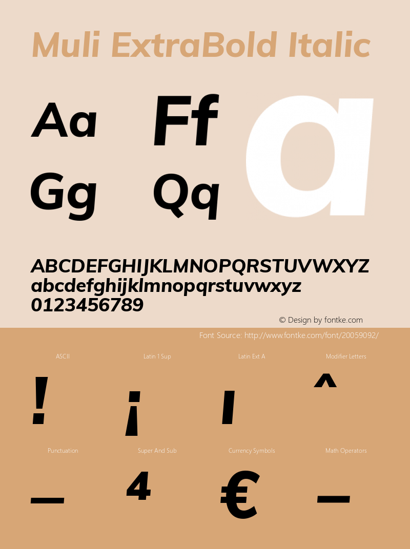 Muli ExtraBold Italic Version 2.000图片样张