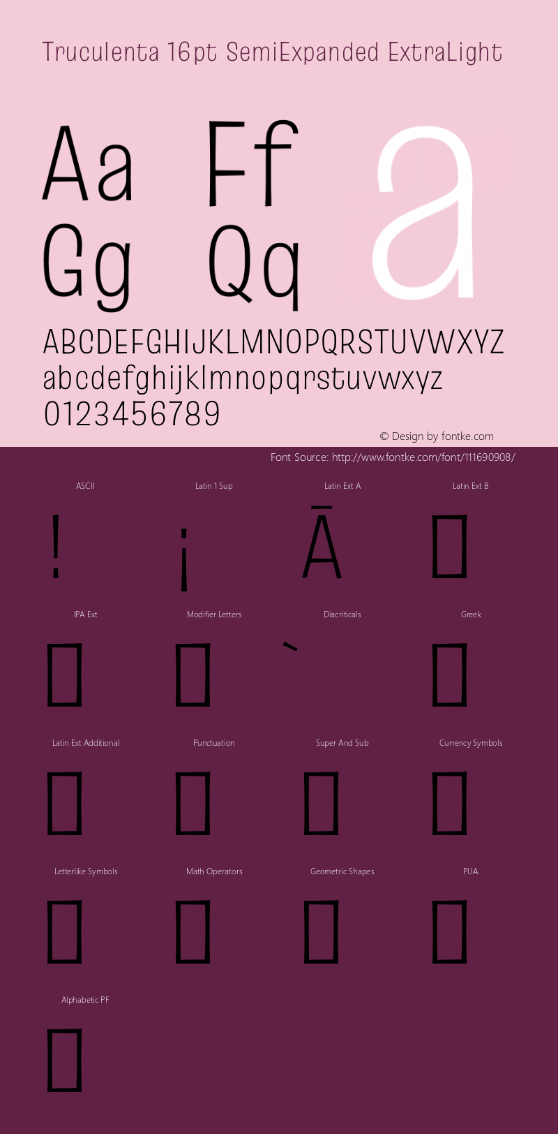 Truculenta 16pt SemiExpanded ExtraLight Version 1.002图片样张