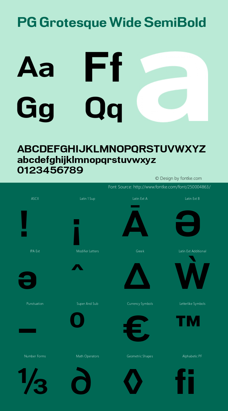 PG Grotesque Wide SemiBold Version 1.000;Glyphs 3.2 (3207)图片样张