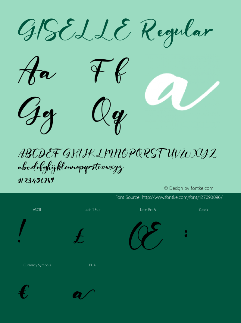 GISELLE Version 1.00;March 23, 2019;FontCreator 11.5.0.2430 64-bit图片样张