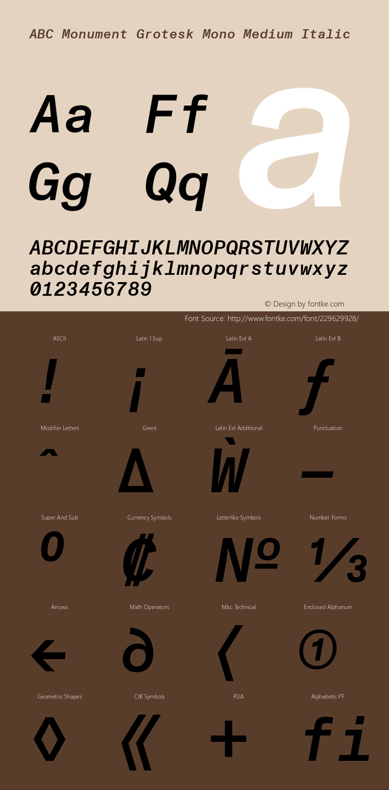 ABC Monument Grotesk Mono Medium Italic Version 2.001图片样张