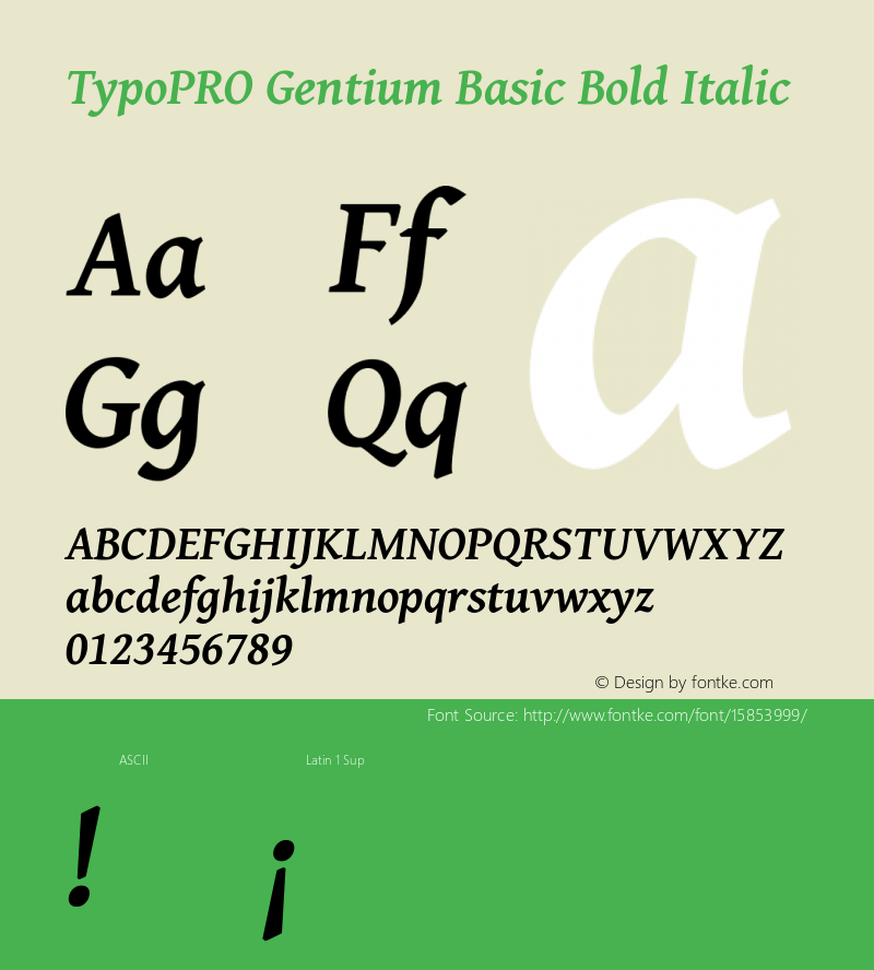 TypoPRO Gentium Basic Bold Italic Version 1.102; 2013; Maintenance release图片样张
