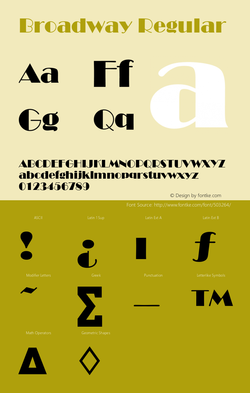 Broadway Regular Converted from D:\TEMP\BROA1E9A.TF1 by ALLTYPE图片样张