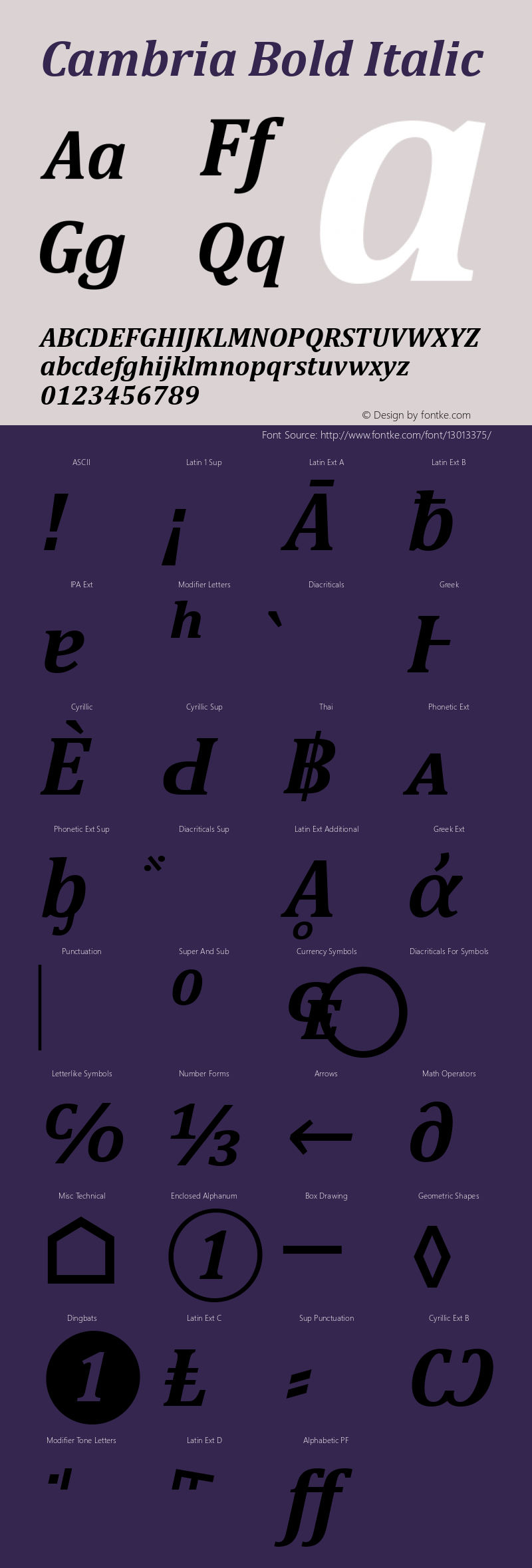 Cambria Bold Italic Version 6.96图片样张