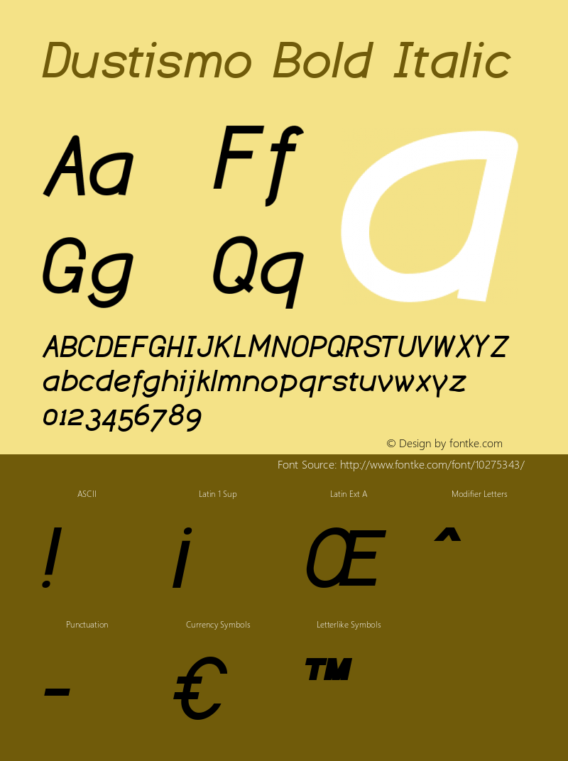 Dustismo Bold Italic Version 1.06 2003图片样张