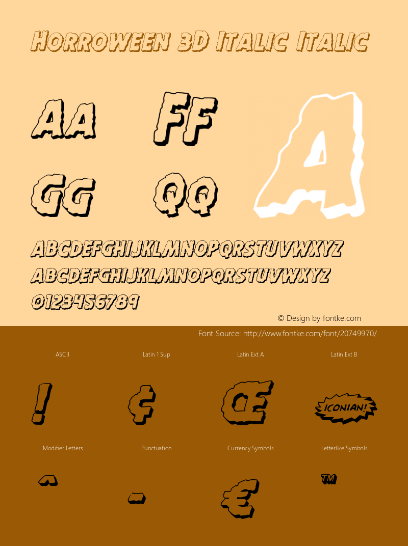 Horroween 3D Italic Version 1.0; 2014图片样张