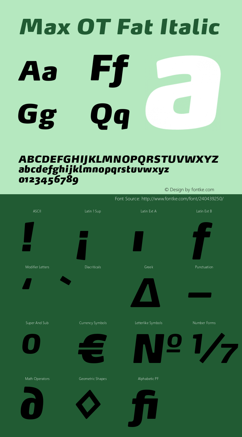 MaxOT-FatItalic Version 7.504; 2008; Build 1026图片样张