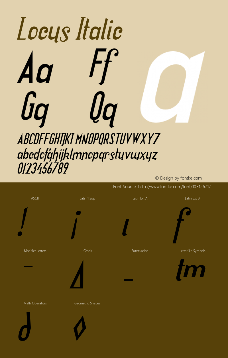 Locus Italic Macromedia Fontographer 4.1 12/27/2003图片样张