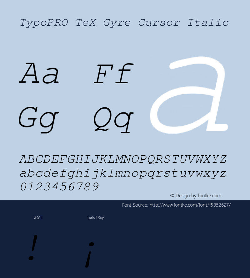 TypoPRO TeX Gyre Cursor Italic Version 2.004;PS 2.004;hotconv 1.0.49;makeotf.lib2.0.14853图片样张