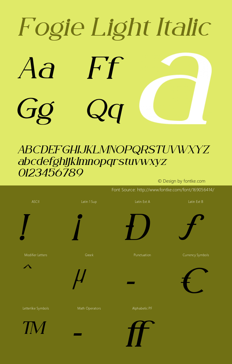 Fogie Light Italic Version 1.000图片样张