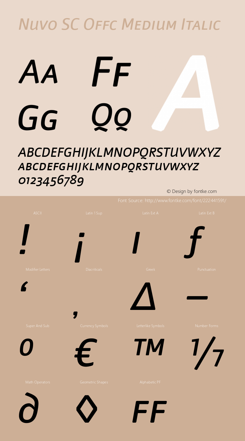 Nuvo SC Offc Medium Italic Version 7.504; 2009; Build 1020图片样张