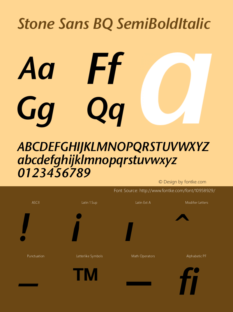 Stone Sans BQ SemiBoldItalic Version 001.000图片样张