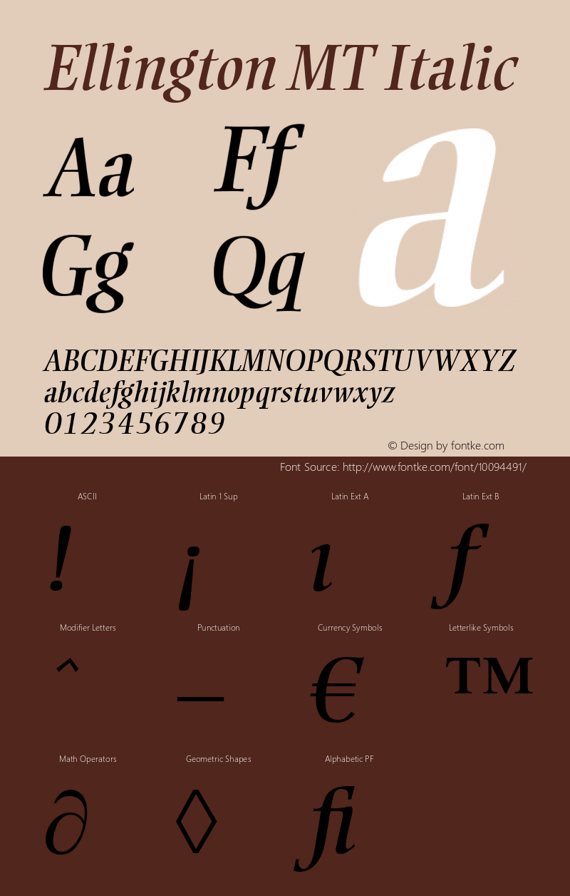 Ellington MT Italic Version 1.5 - Aug 2001图片样张