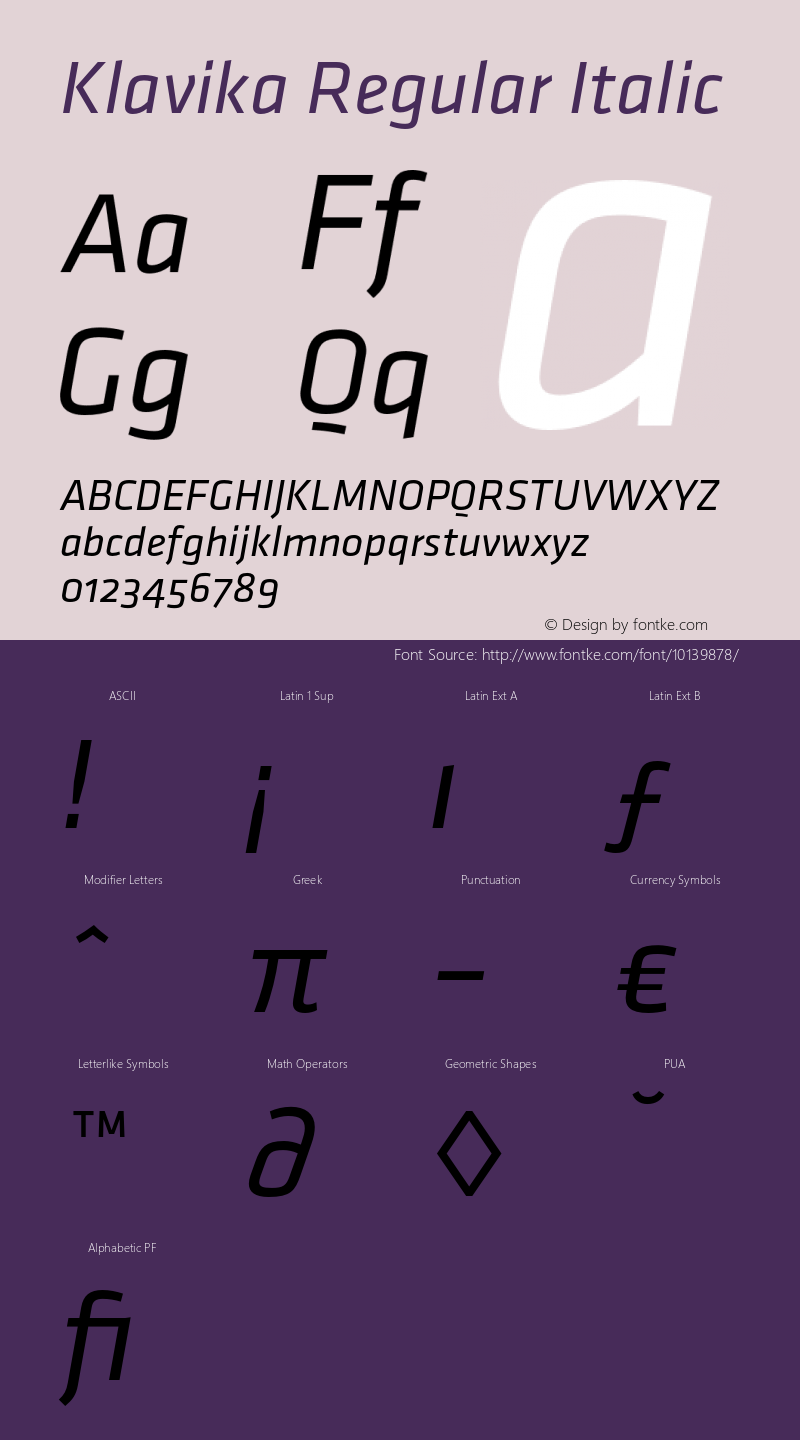 Klavika Regular Italic 001.000图片样张