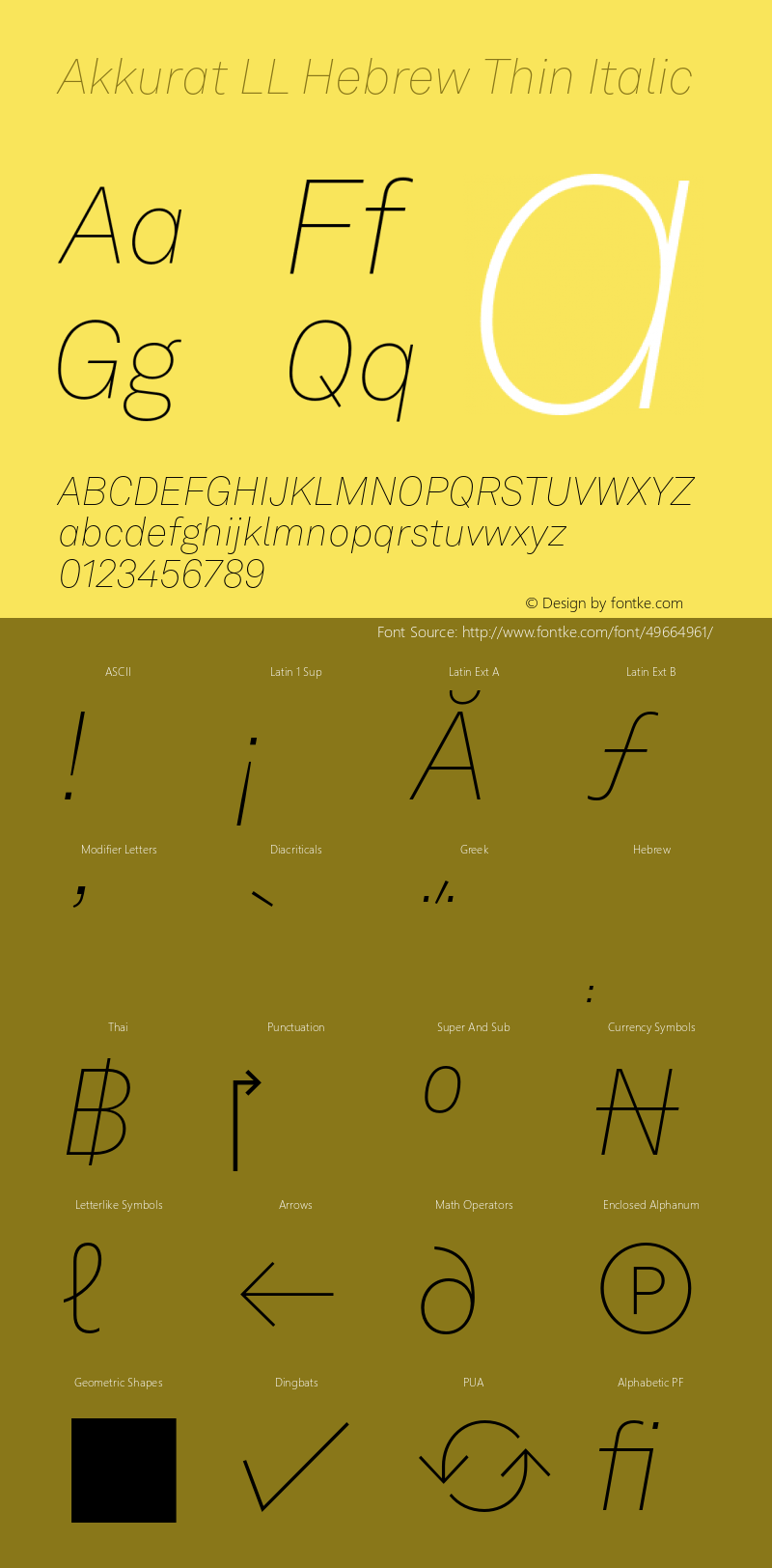 Akkurat LL Heb Thin Italic Version 3.000; build 0010 | wf-rip DC20190620图片样张