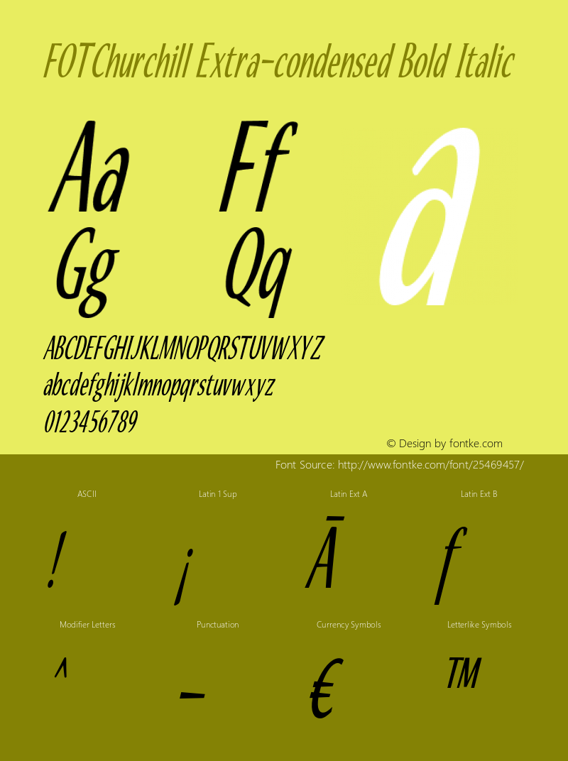 FOTChurchill-ExtracondensedBoldIt Version 1.500图片样张