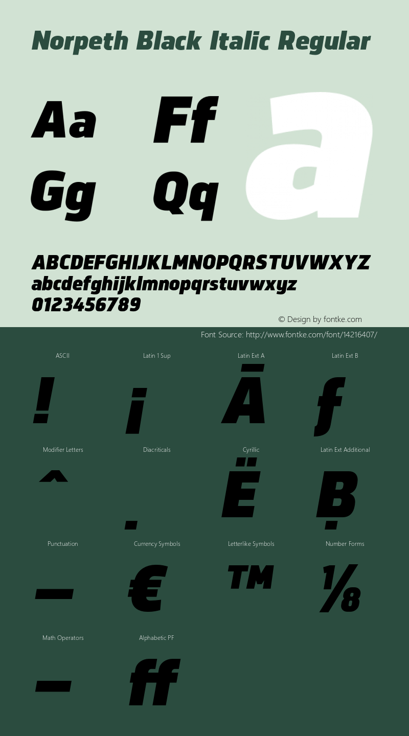 Norpeth Black Italic Regular Version 1.001;PS 001.001;hotconv 1.0.70;makeotf.lib2.5.58329图片样张