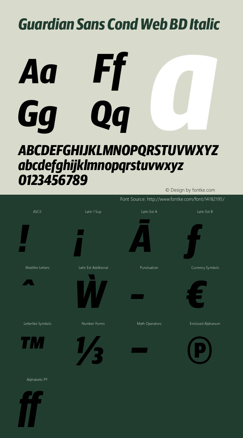 Guardian Sans Cond Web BD Italic Version 1.1 2012图片样张