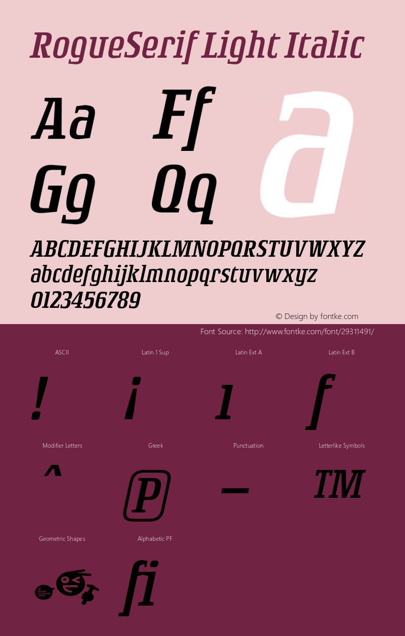 RogueSerif-LightItalic Version 1.00图片样张