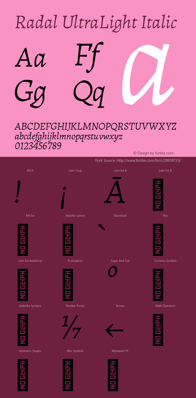 Radal-UltraLightItalic Version 1.000;PS 001.000;hotconv 1.0.88;makeotf.lib2.5.64775图片样张