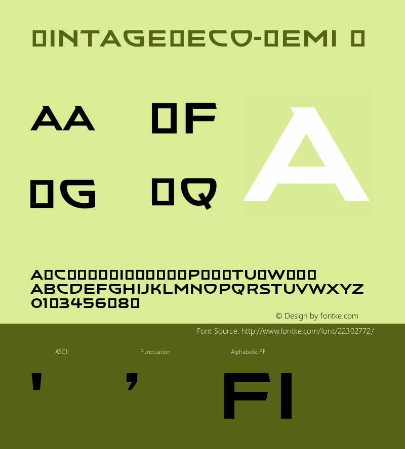 ☞VintageDeco-Demi Version 1.000;com.myfonts.easy.canadatype.vintage-deco.demi.wfkit2.version.4Qe6图片样张