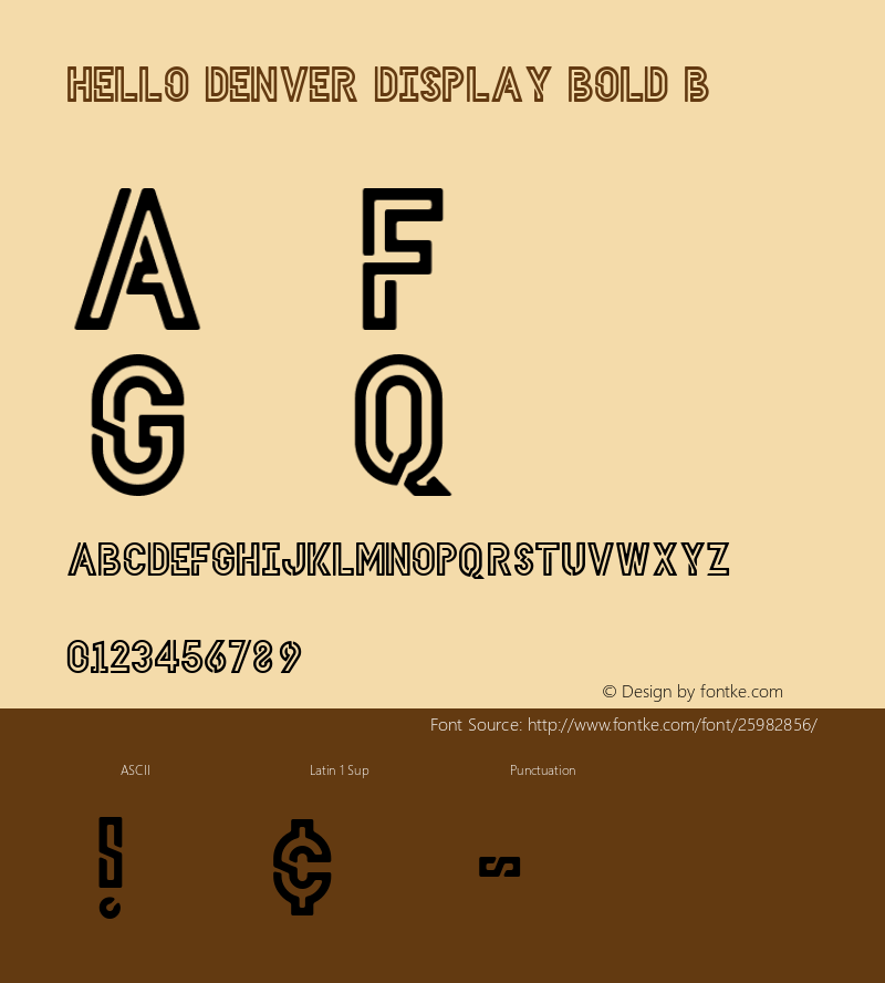 HELLO DENVER DISPLAY BOLD Bold Regular Version 1.001;PS 001.001;hotconv 1.0.56;makeotf.lib2.0.21325图片样张