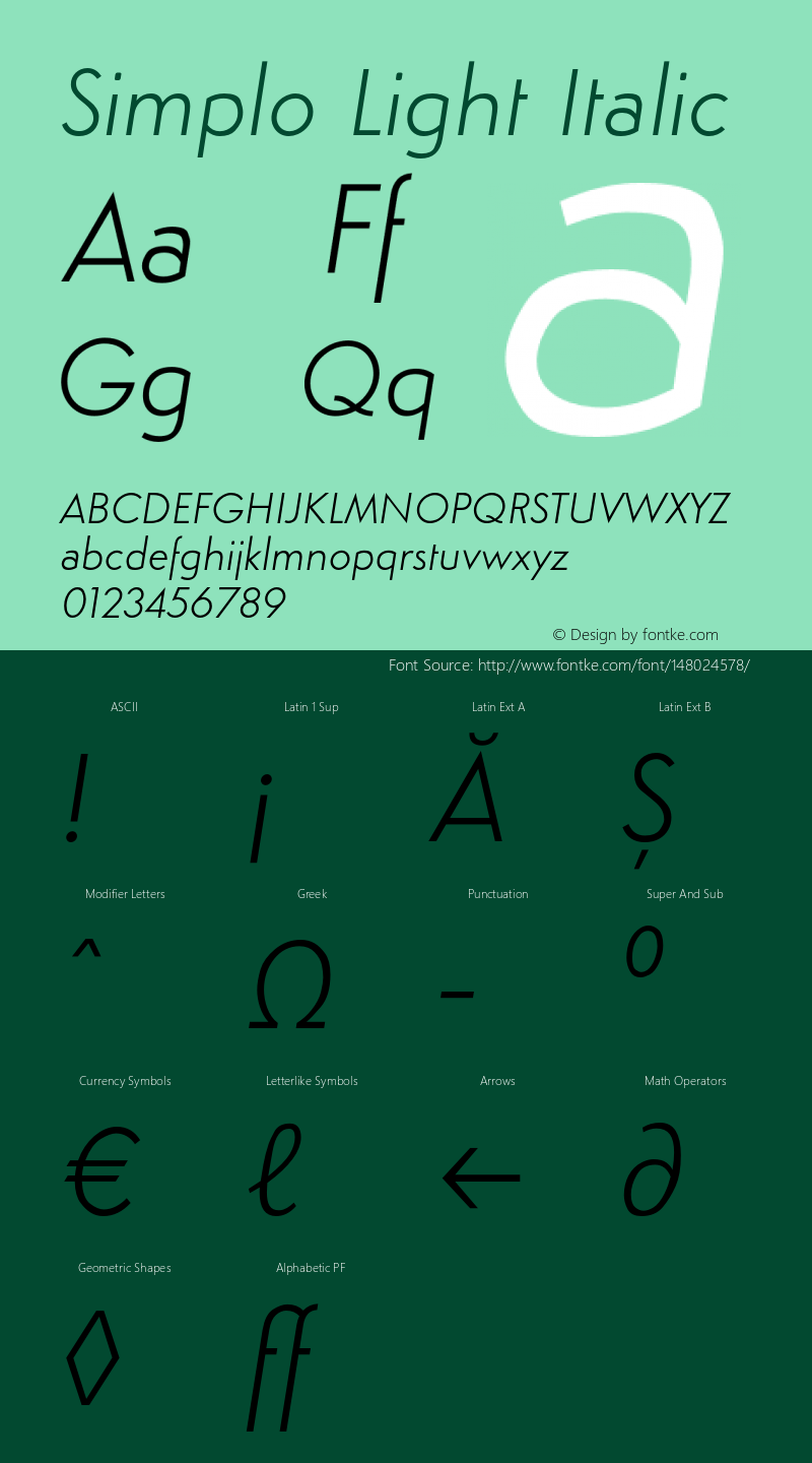 Simplo-LightItalic Version 1.07          UltraPrecision Font图片样张