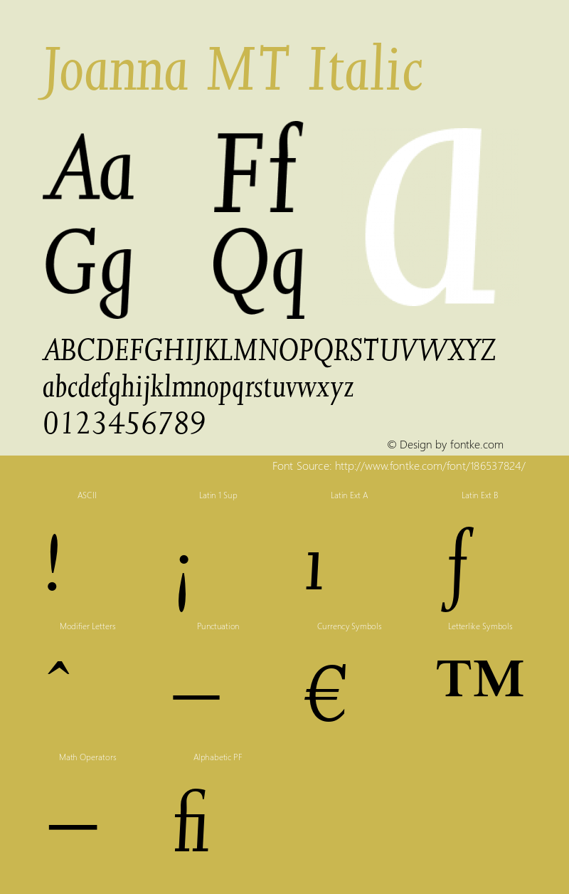 JoannaMT-Italic 001.001图片样张