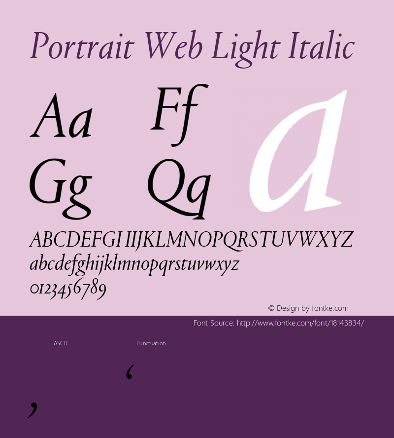 Portrait Web Light Italic Version 1.1 2013图片样张