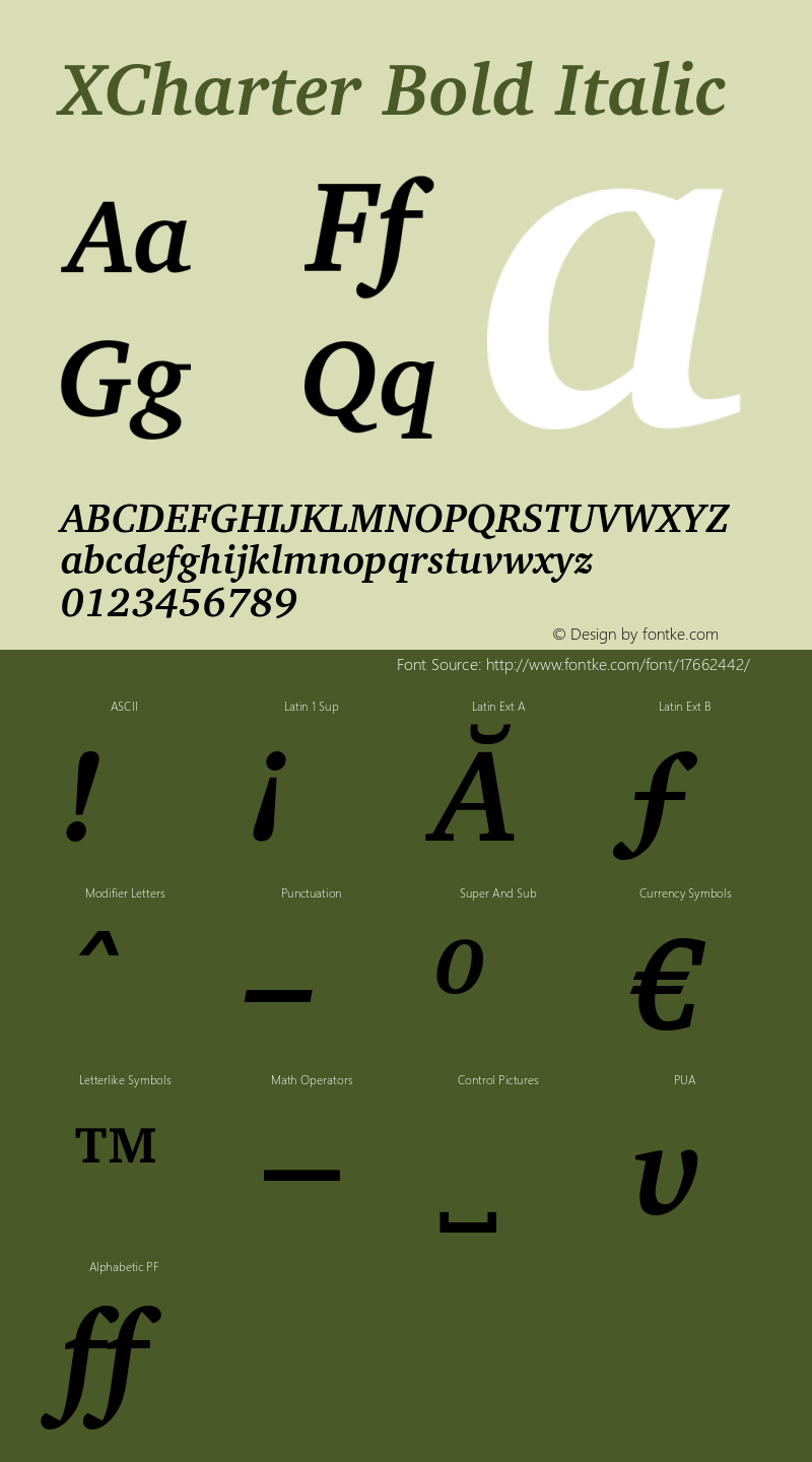 XCharter Bold Italic Version 1.0图片样张