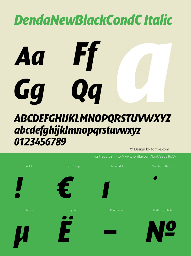 DendaNewBlackCondC Italic Version 001.001图片样张