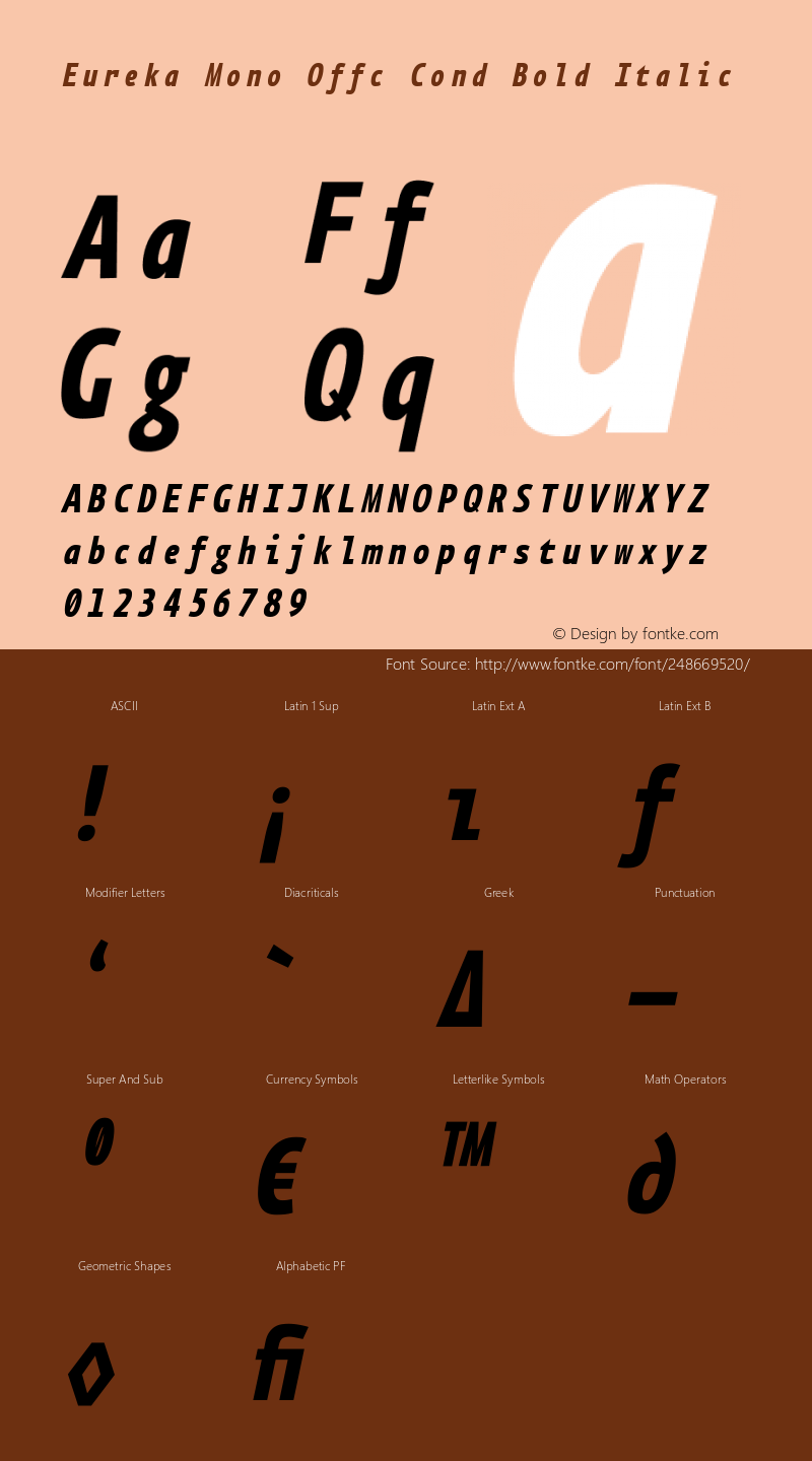 Eureka Mono Offc Cond Bold Italic Version 7.504; 2011; Build 1020图片样张