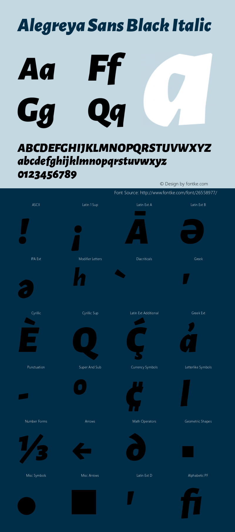 Alegreya Sans Black Italic Version 2.002;PS 002.002;hotconv 1.0.88;makeotf.lib2.5.64775图片样张