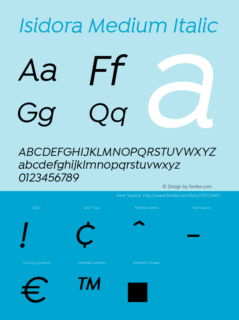 Isidora Medium Italic Version 1.000;PS 001.000;hotconv 1.0.88;makeotf.lib2.5.64775图片样张