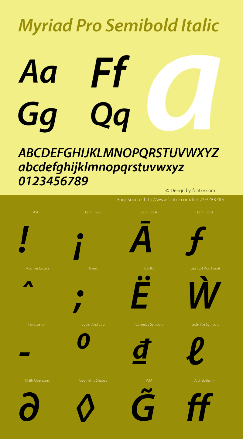 MyriadPro-SemiboldIt Version 2.062;PS 2.000;hotconv 1.0.57;makeotf.lib2.0.21895图片样张