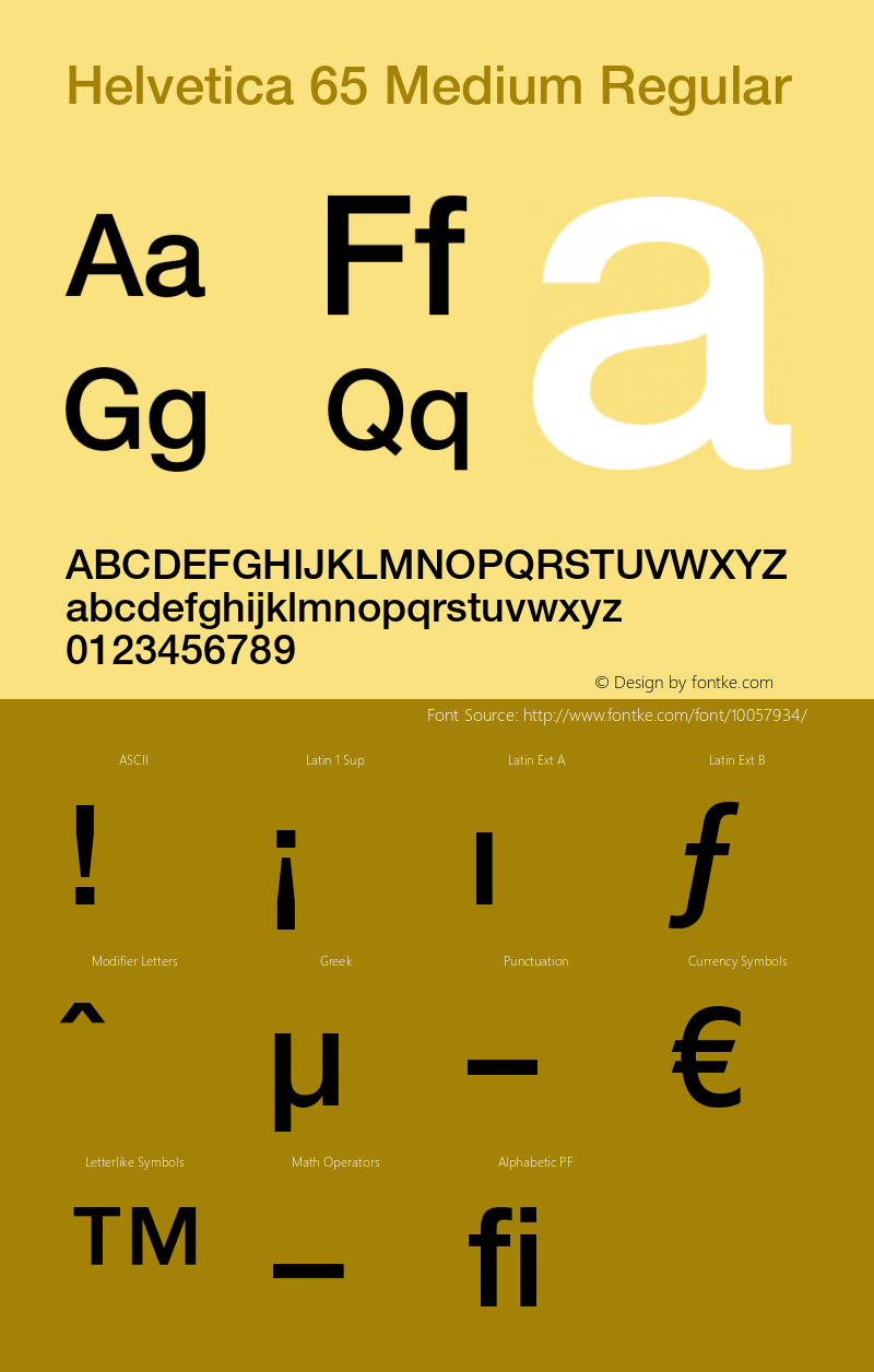 Helvetica 65 Medium Regular OTF 1.0;PS 001.002;Core 1.0.22图片样张