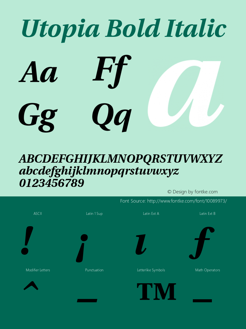 Utopia Bold Italic V.1.0图片样张