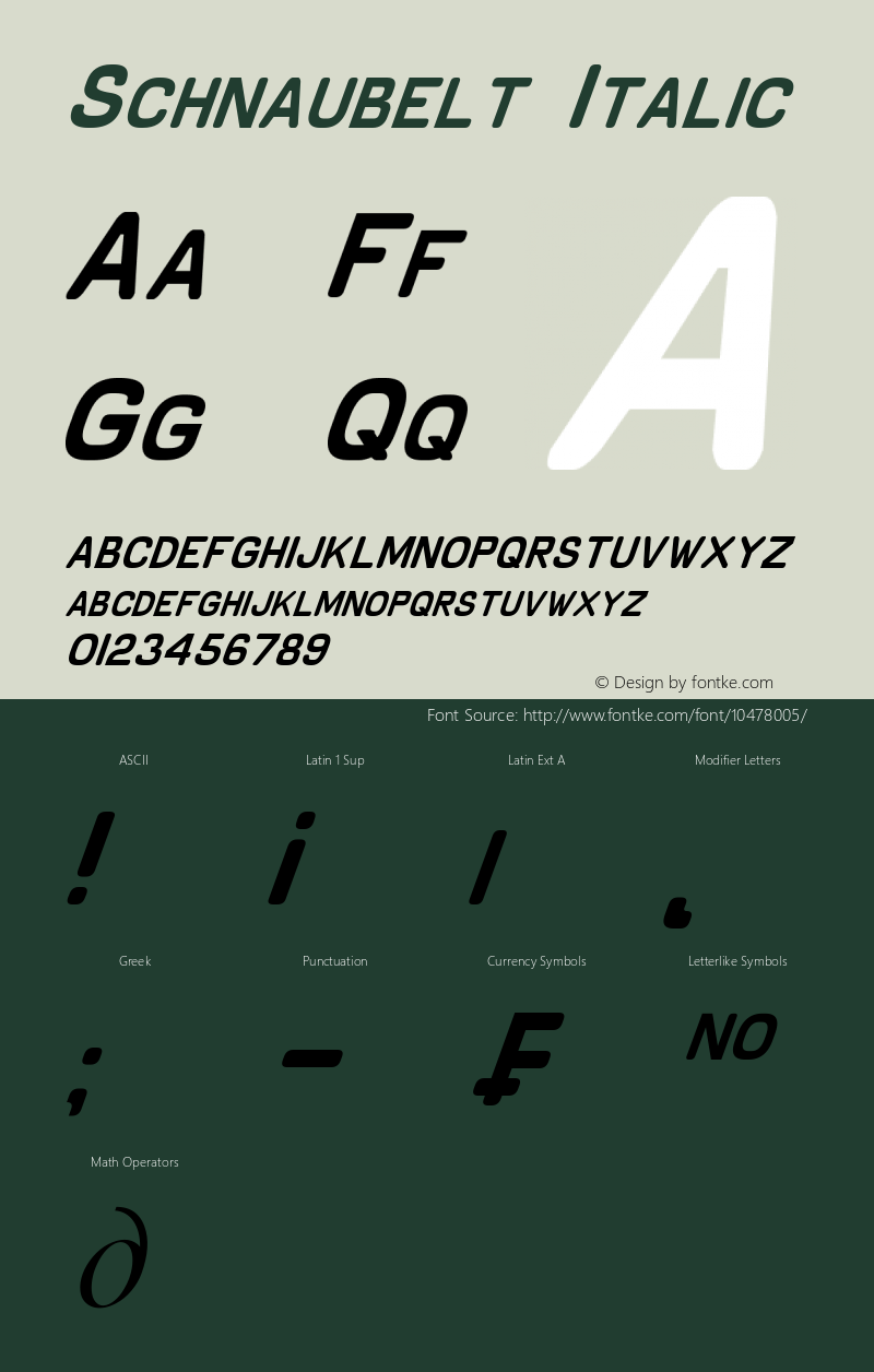 Schnaubelt Italic Version 1.00 March 23, 2013, initial release图片样张