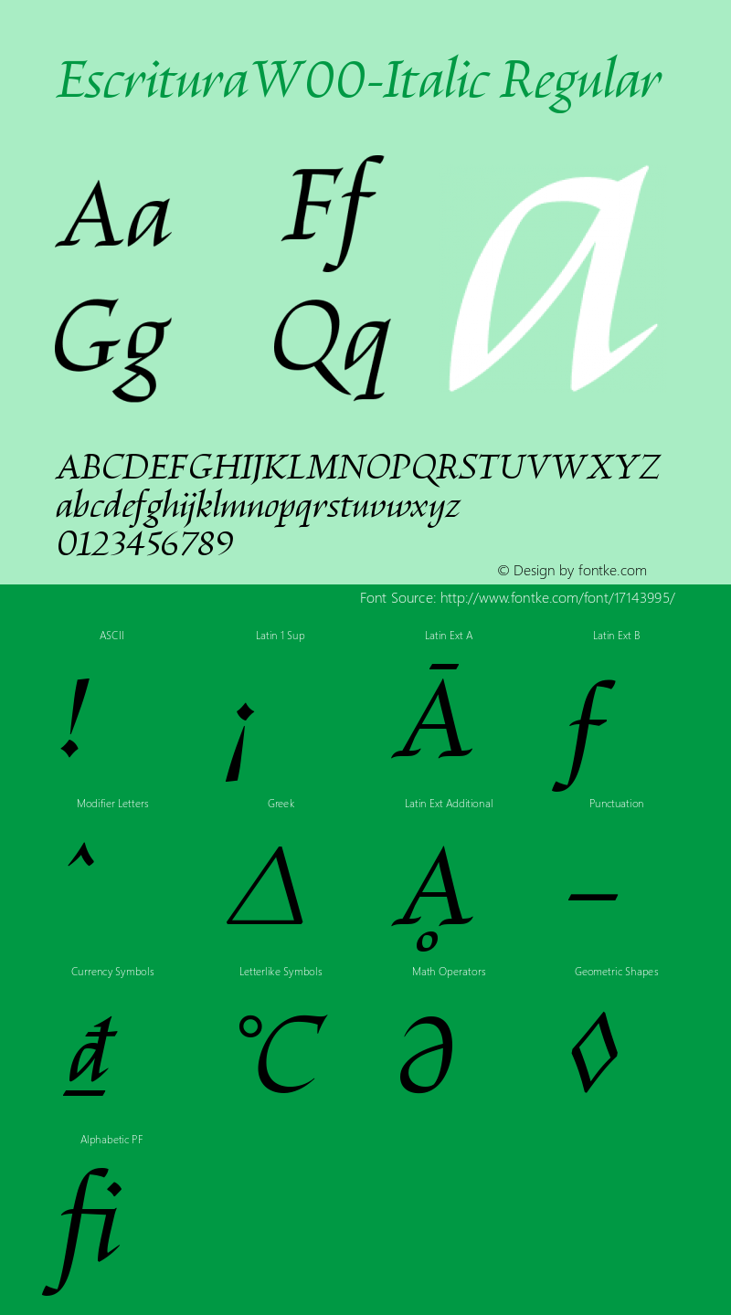 EscrituraW00-Italic Regular Version 1.00图片样张