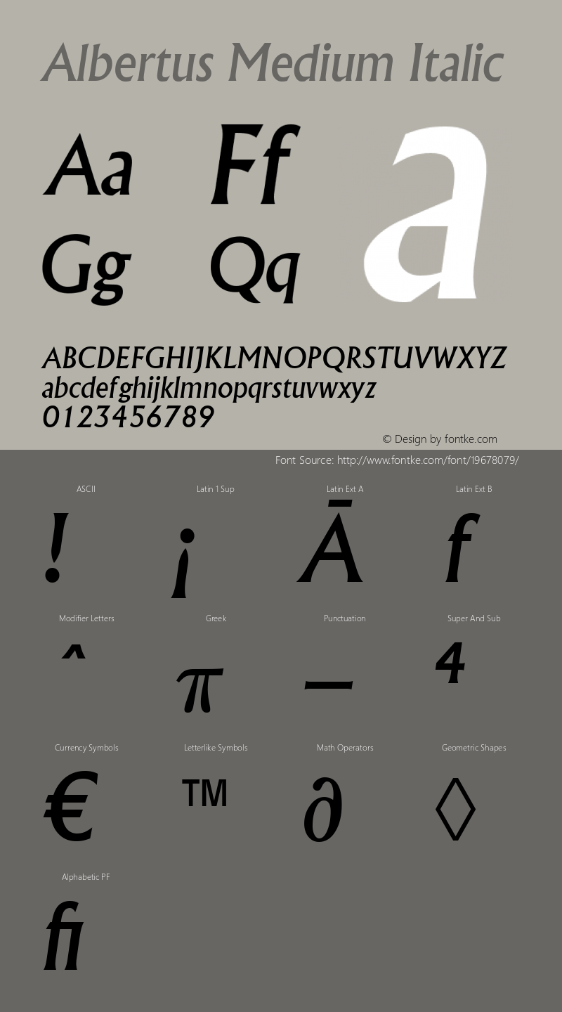 Albertus Medium Italic Version 1.3 (Hewlett-Packard)图片样张