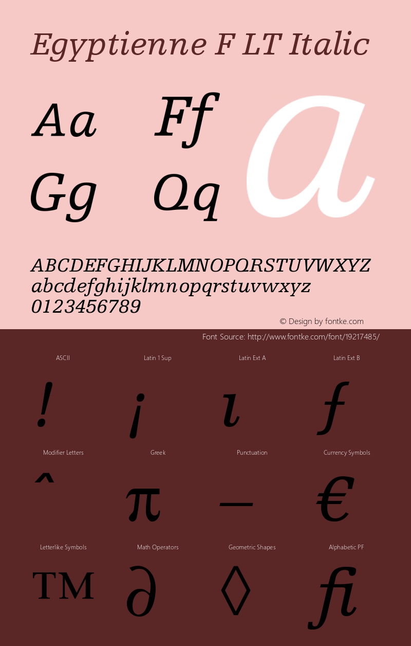 Egyptienne F LT 56 Italic Version 006.000图片样张