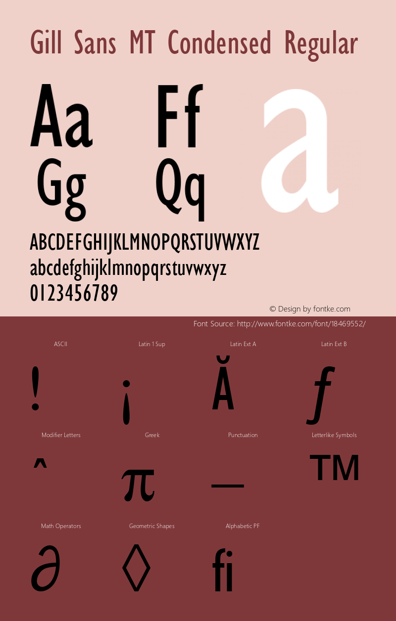 Gill Sans MT Condensed Regular Version 1.00图片样张