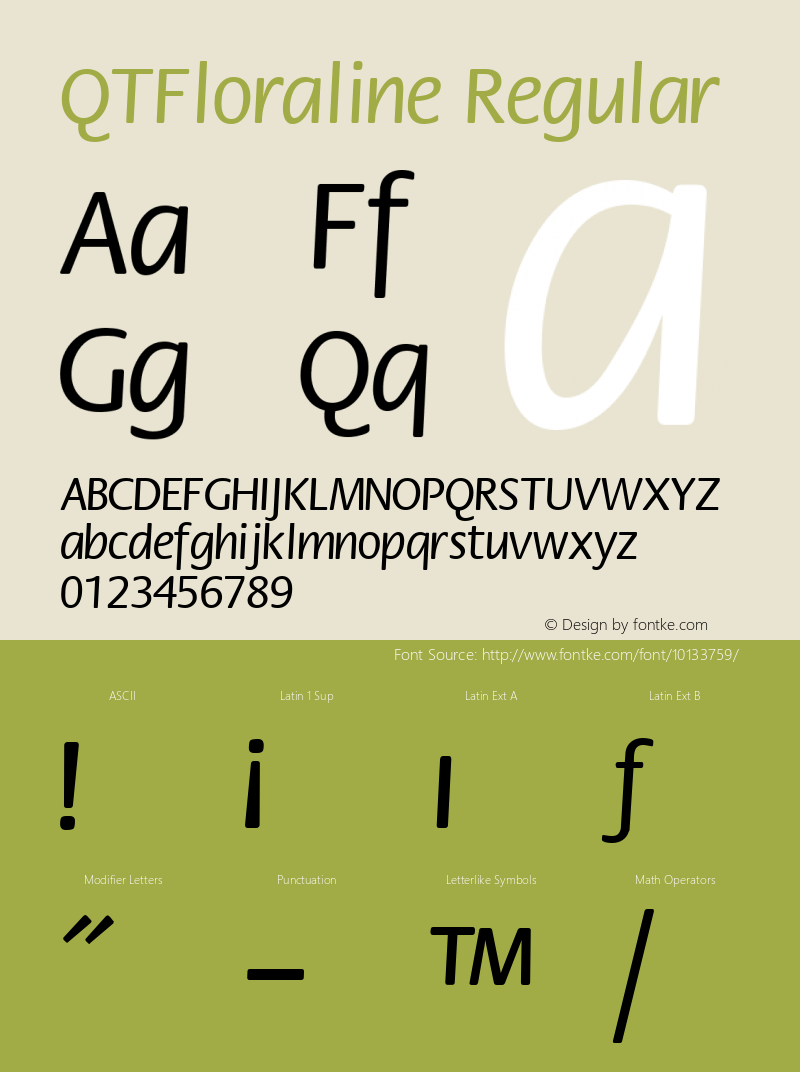 QTFloraline Regular QualiType TrueType font  9/18/92图片样张