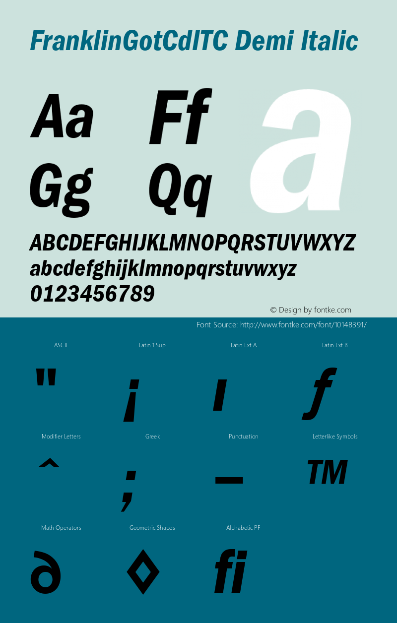 FranklinGotCdITC Demi Italic Version 001.000图片样张