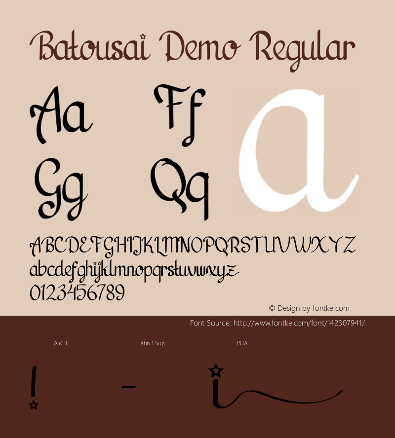 Batousai Demo Version 1.00;December 17, 2020;FontCreator 12.0.0.2525 64-bit图片样张