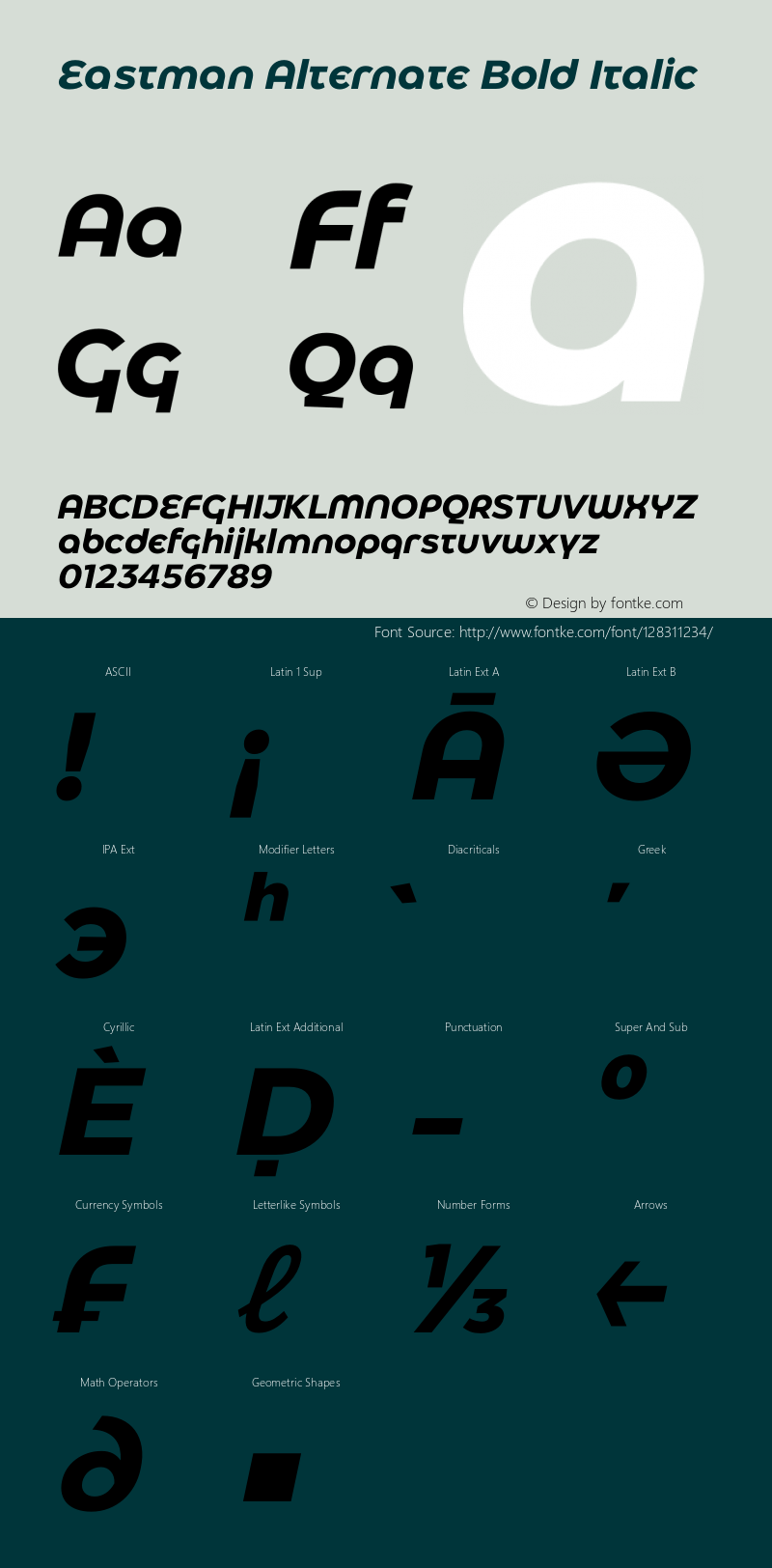 Eastman Alternate Bold Italic Version 1.001;hotconv 1.0.109;makeotfexe 2.5.65596图片样张