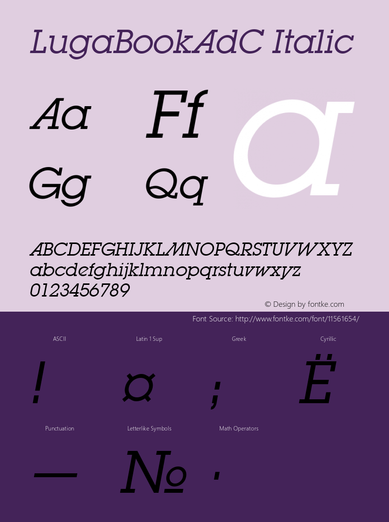 LugaBookAdC Italic Version 1.000图片样张