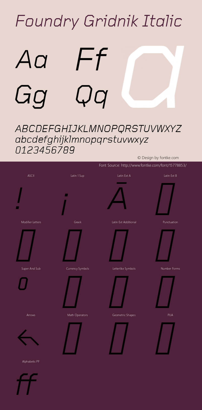 Foundry Gridnik Italic Version 1.000图片样张