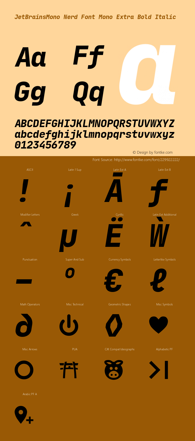 JetBrains Mono ExtBd Ita Nerd Font Complete Mono Version 1.000; ttfautohint (v1.8.3)图片样张